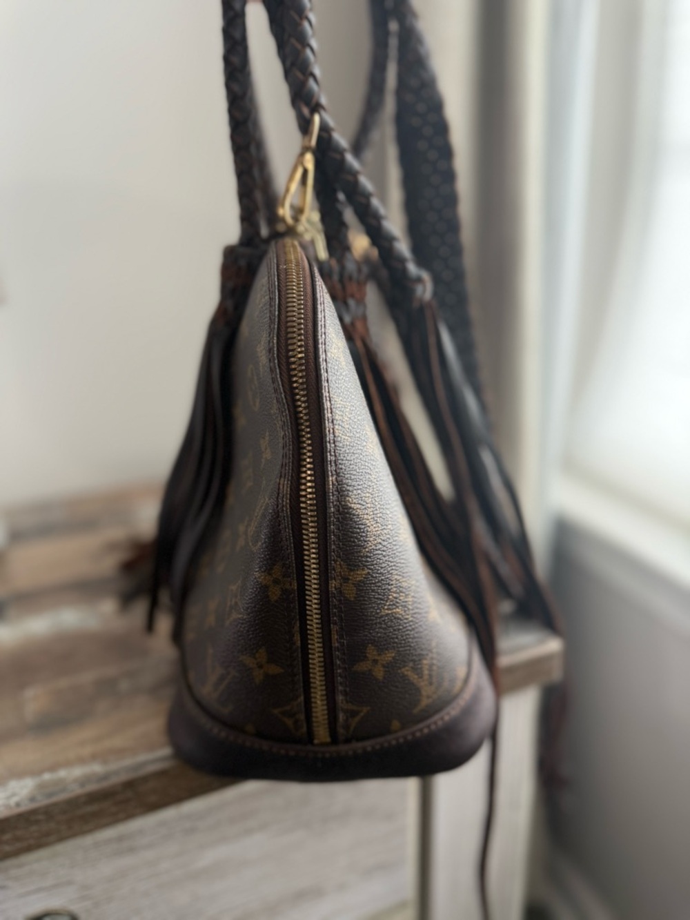 Louis Vuitton Monogram Braided Fringe Shoulder Bag in Dark Brown - Picture 8 of 12